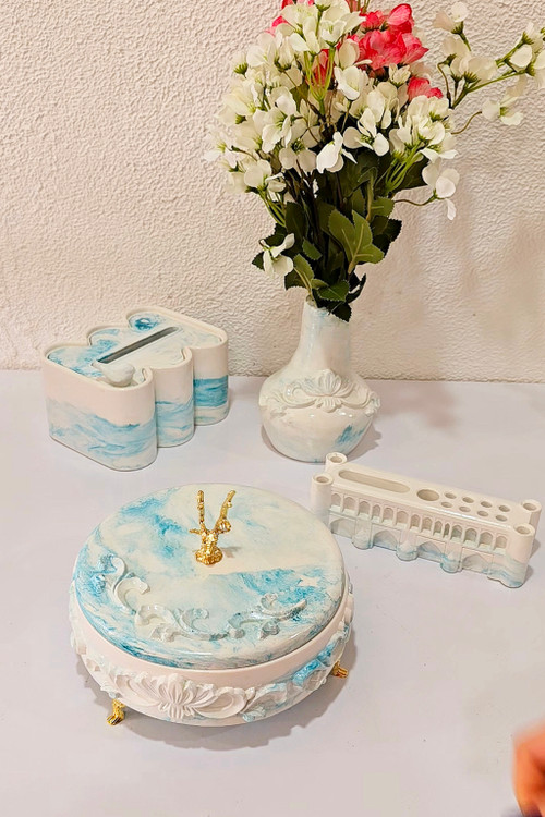 ست پذیرایی، جا دستمالی، شکلاتخوری، گلدان، جا کارتی، جا خودکاری طدح سی و سه پل سه بعدی