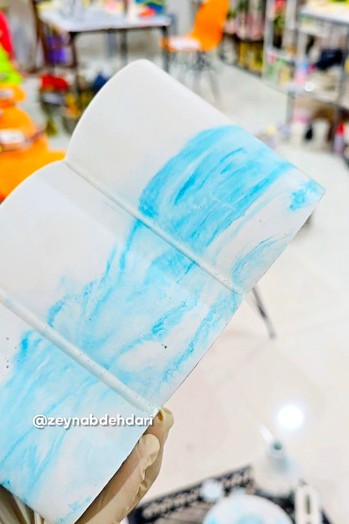 جا دستمال کاغذی طرح موج آبی فیروزه ای