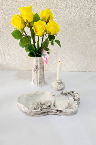 آجیل خوری دفرمه ست با گلدان و جاشمعی سنگی با تنوع رنگی