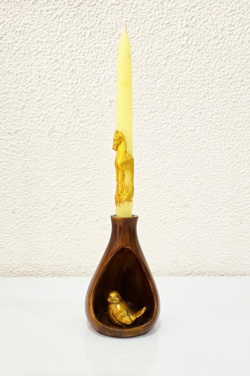 جاشمعی سنگی طرح چوب با شمع طرح اسب نماد سال