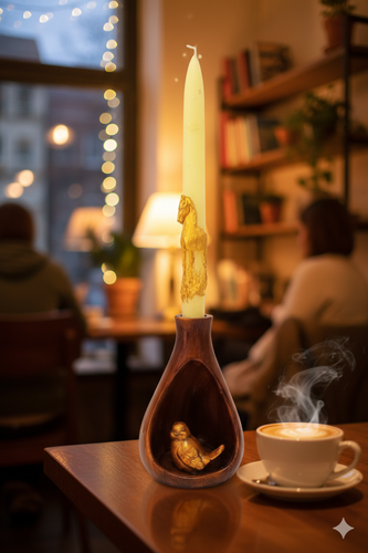 جاشمعی سنگی طرح چوب با شمع مدل اسب نماد سال