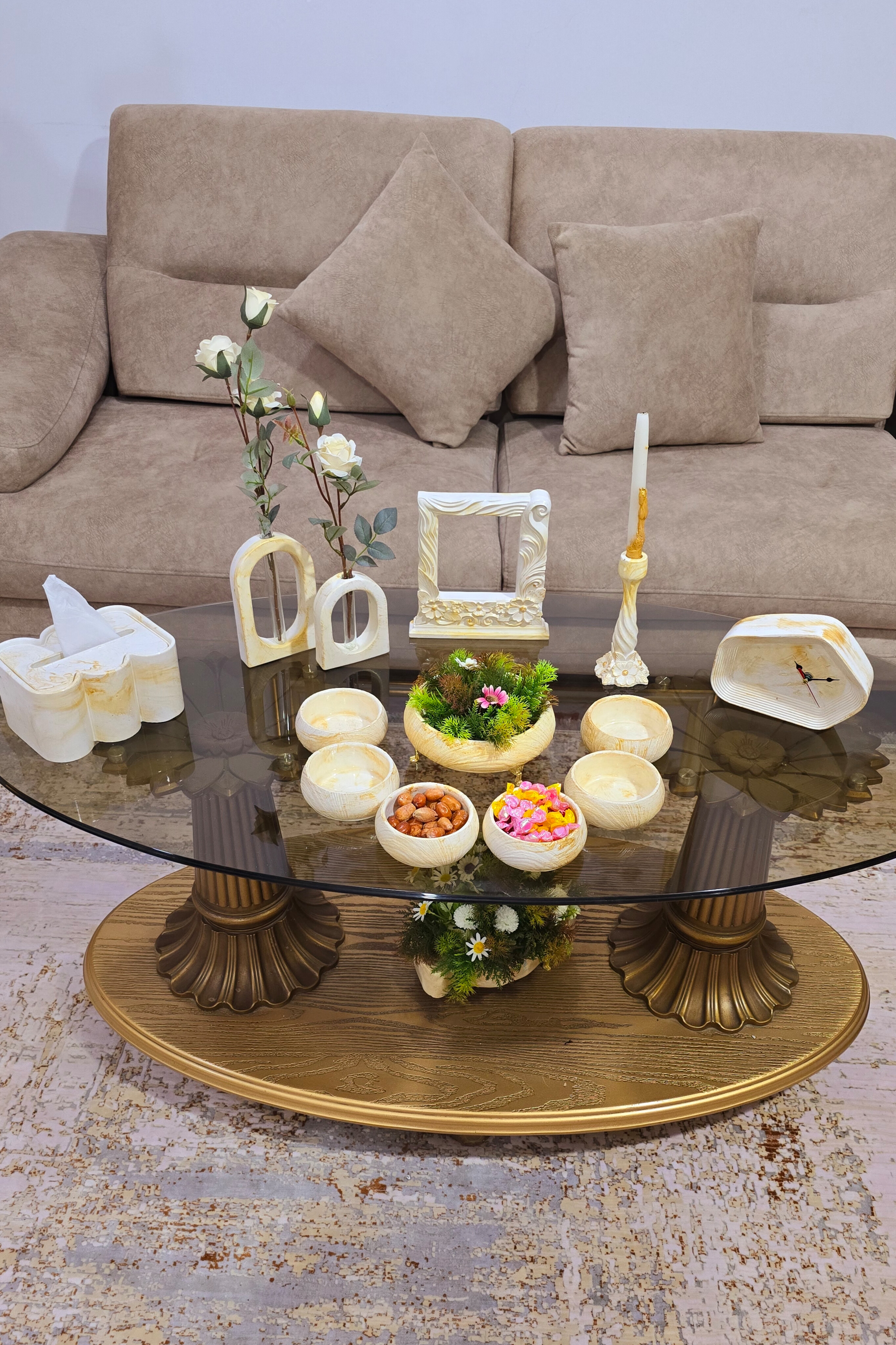 ست هفت سین سنگی ۱۶ تکه دکوزین، گلدان شیشه ای+قیمت