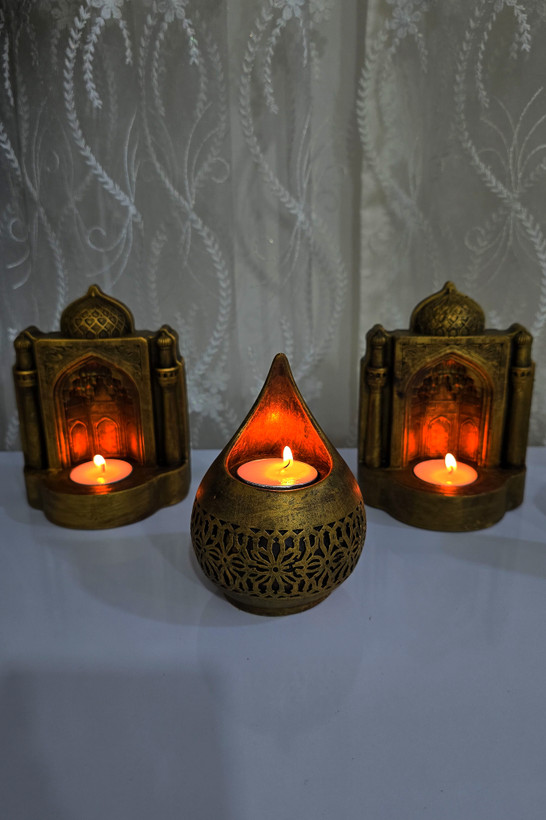 خرید هدیه ی مذهبی خاص، هدیه محرمی، جا شمعی سنگی پتینه دستساز+ قیمت